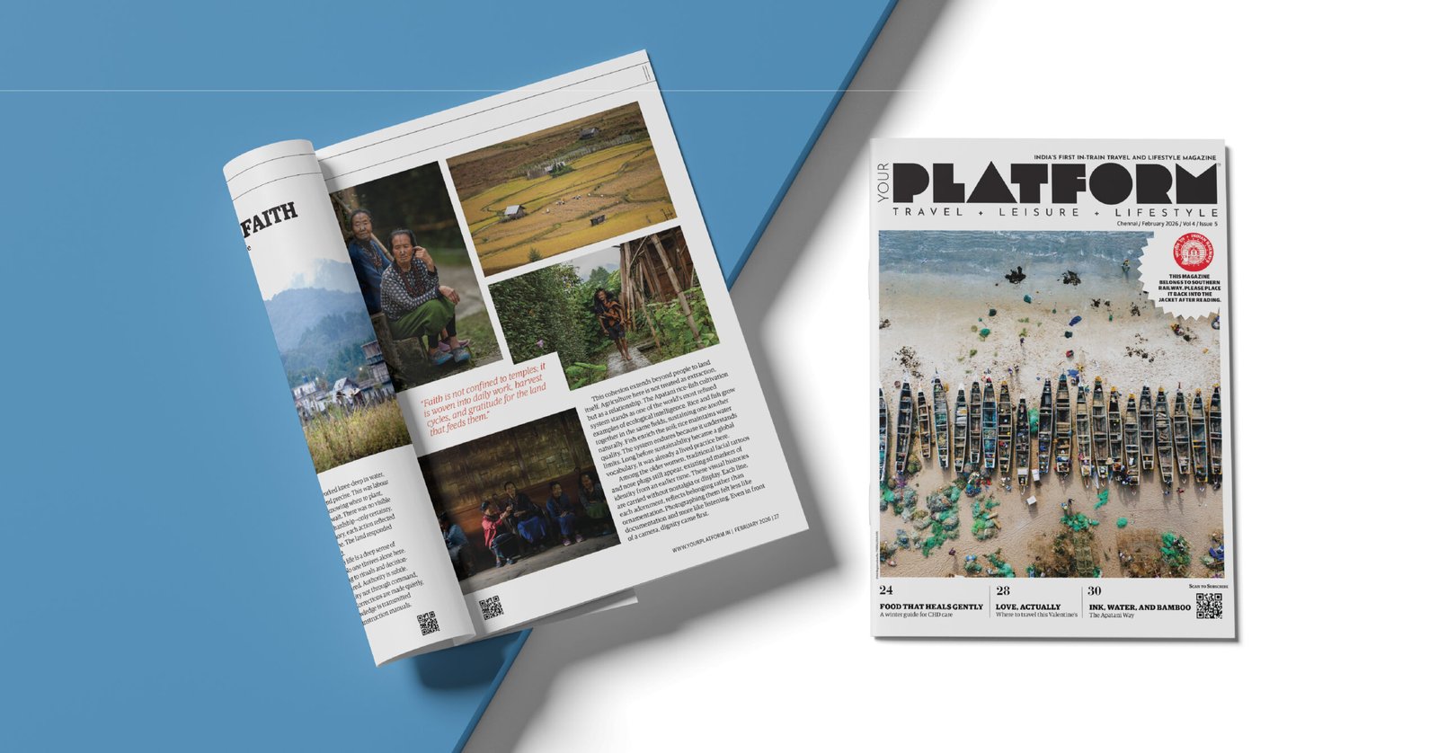 Magazine spread with photographs and text.